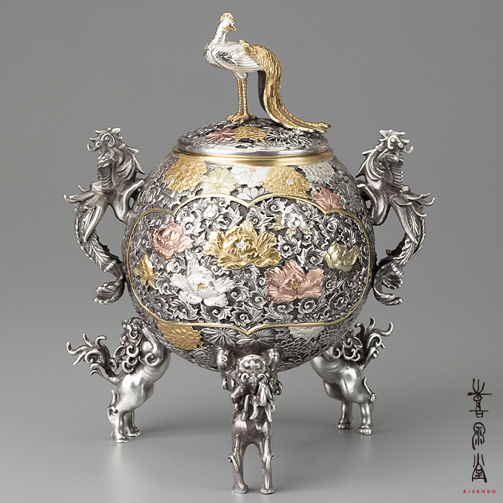 高岡銅器 香炉 玉形三友文 焼青銅色 131-01 仏壇、仏具